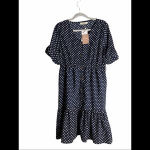 Polka dot navy blue summer dress